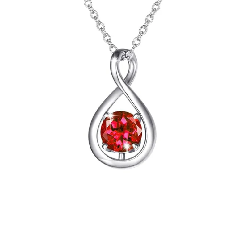Naszyjnik z wiszącym Ruby Infinity | Białe złoto