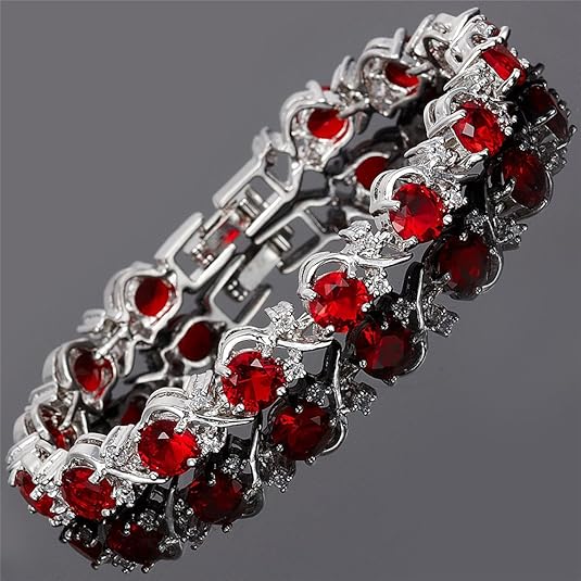 Bransoletka tenisowa Ruby Vine | Białe złoto - Image 2
