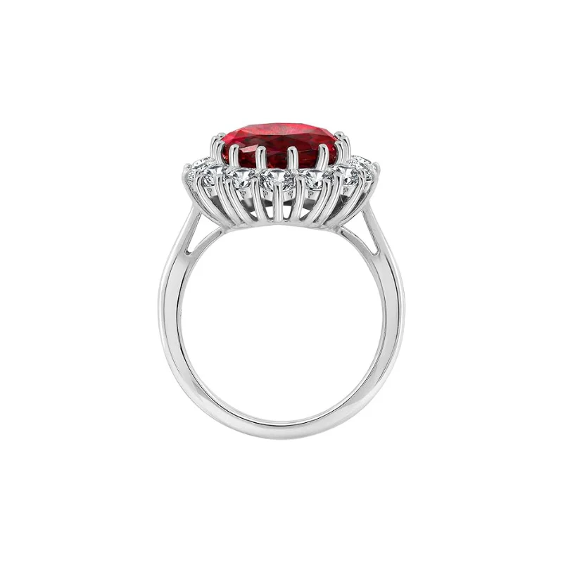 Pierścionek z rubinem Scarlet Crown | Białe złoto